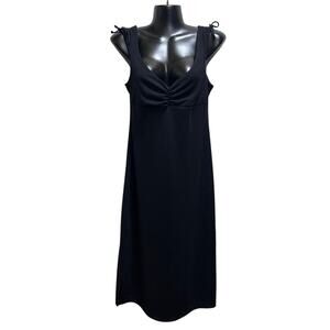 VTG Charlotte Russe Black Y2K Milkmaid Slip Dress M Midi Whimsygoth Coquette